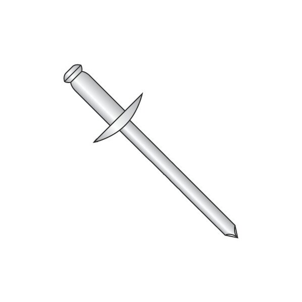 Newport Fasteners Blind Rivet, Large Flanged Head, 1/8 in Dia., 0.650 in L, Stainless Steel Body, 5000 PK 488024 - main